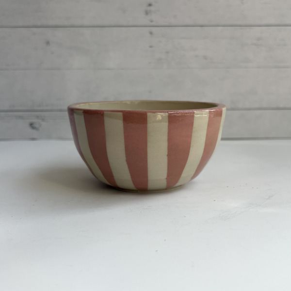 Pink striped bowl