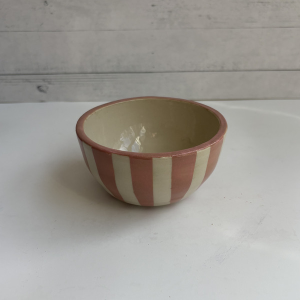 Pink striped bowl