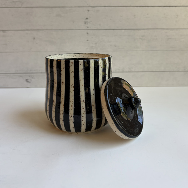 Black & white striped jar