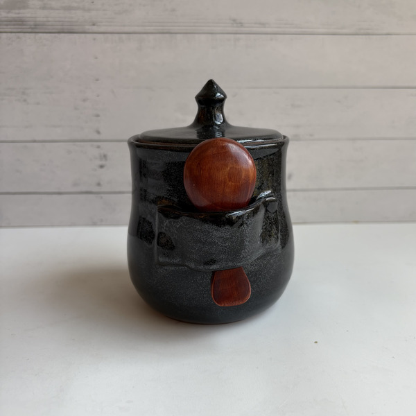 Black sparkly sugar jar