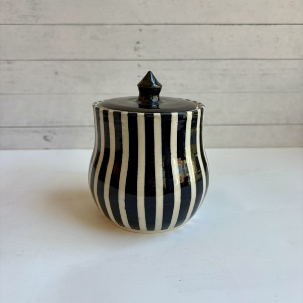 Black & white striped jar