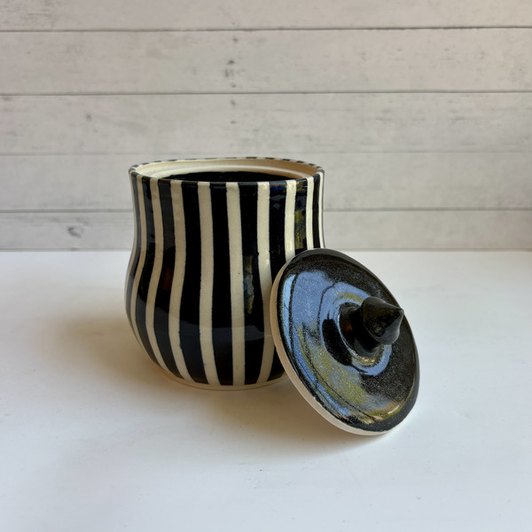 Black & white striped jar