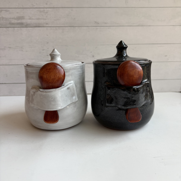 Black & white sugar jars