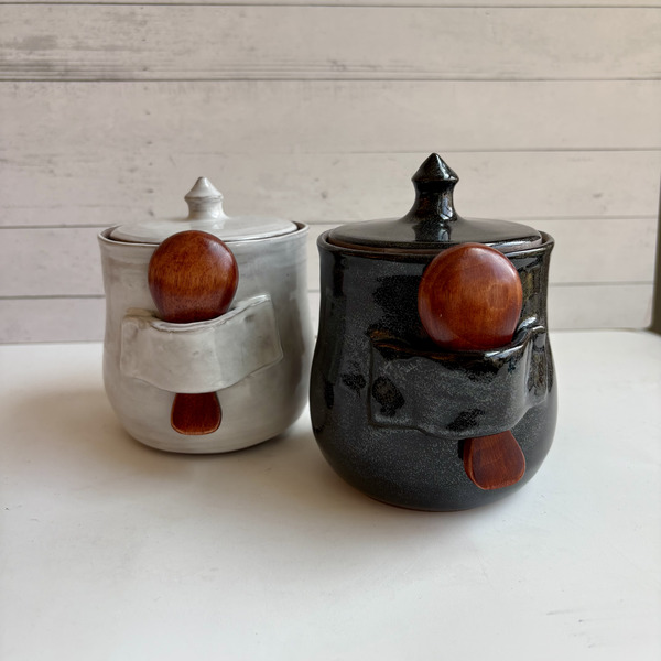 Black & white sugar jars
