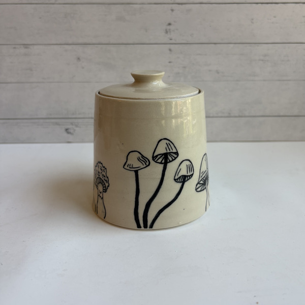 Hand-painted mushroom jar