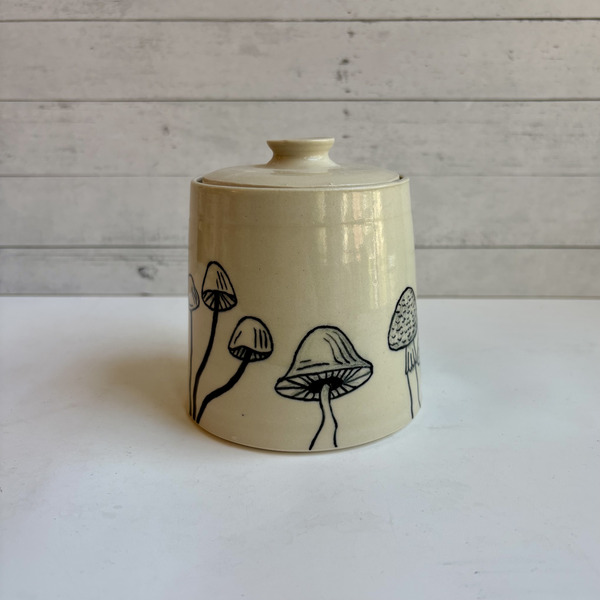 Hand-painted mushroom jar