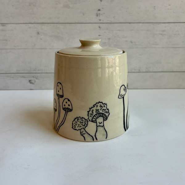 Hand-painted mushroom jar
