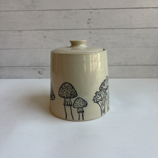 Hand-painted mushroom jar