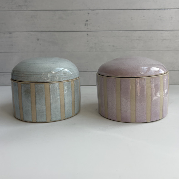 Pastel striped jars