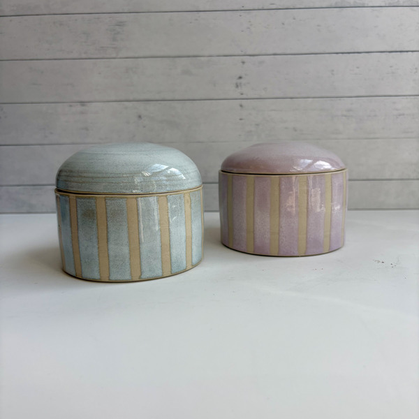 Pastel striped jars
