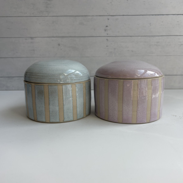 Pastel striped jars