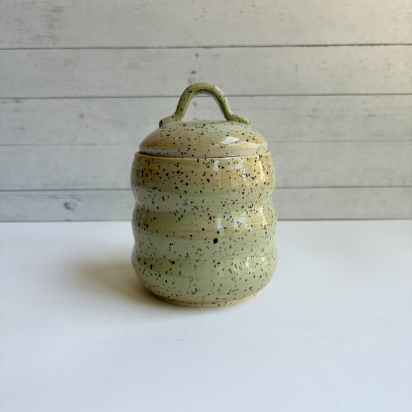Turquoise bubble jar with speckle