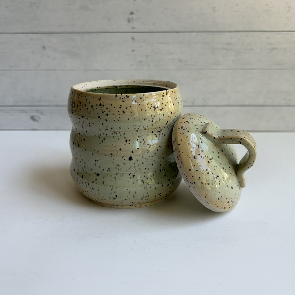 Turquoise bubble jar with speckle