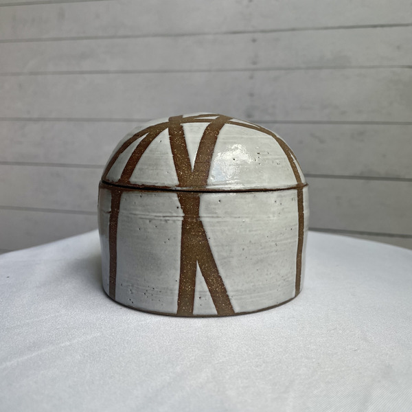 Small white geometric jar