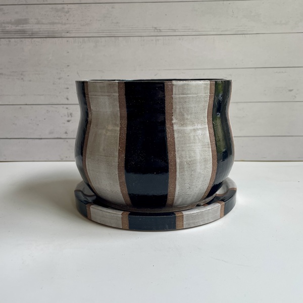 Black & white striped planter