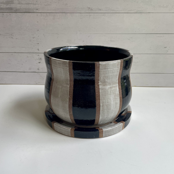 Black & white striped planter