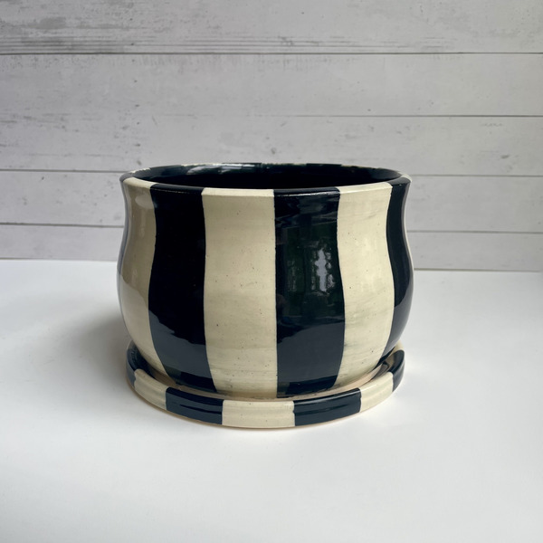 Black & white striped planter