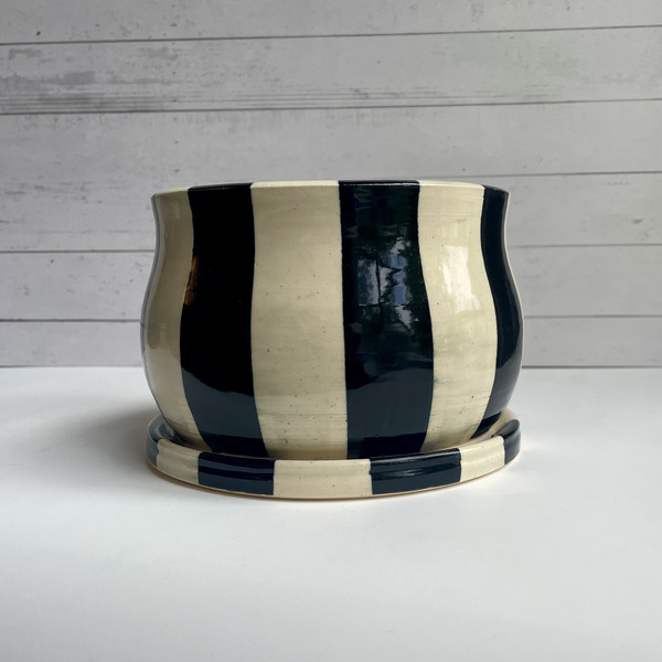 Black & white striped planter