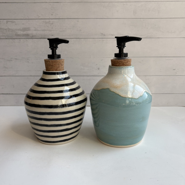 Striped & blue soap dispensers