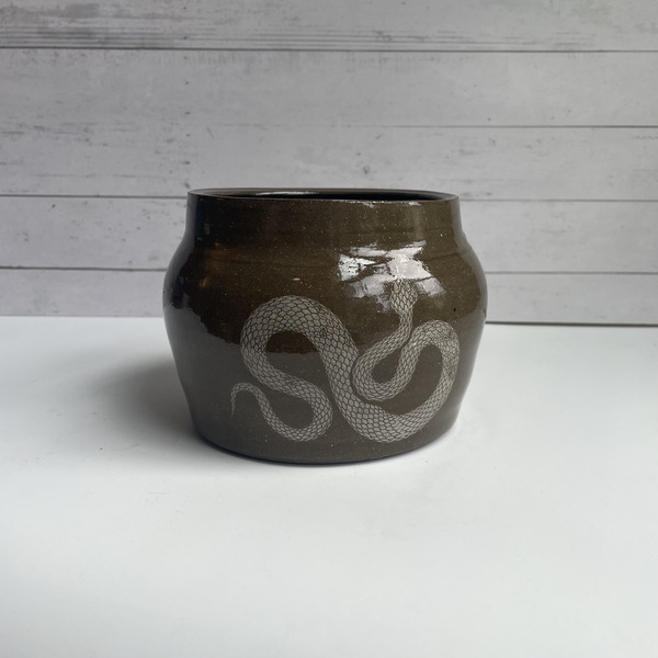 Dark brown snake vase