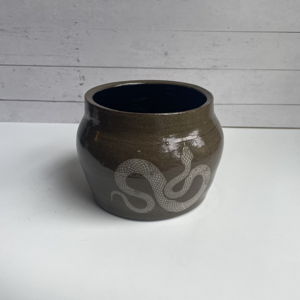 Dark brown snake vase