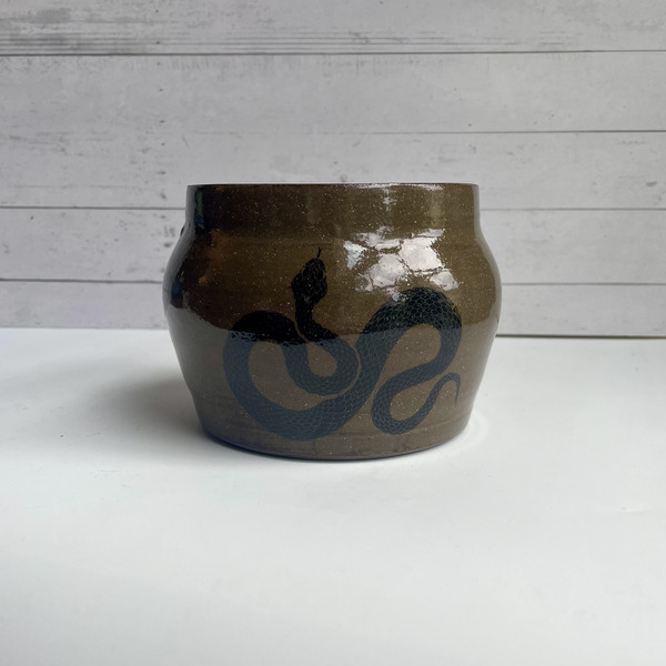 Dark brown snake vase