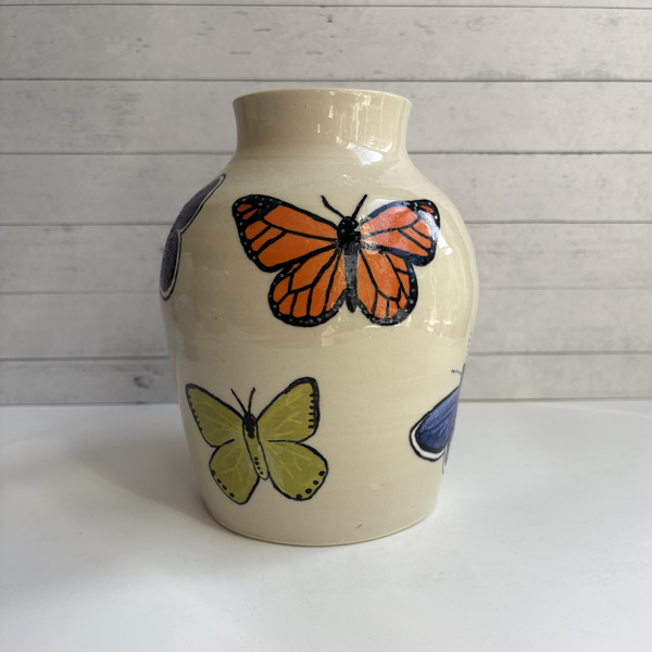Native butterflies vase