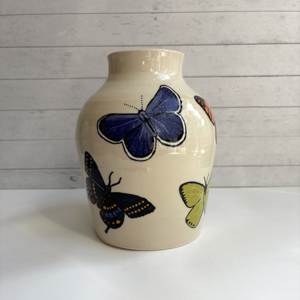 Native butterflies vase