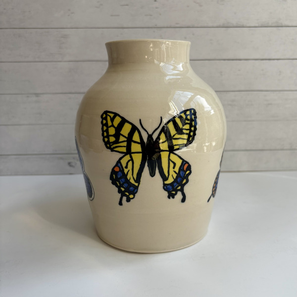 Native butterflies vase
