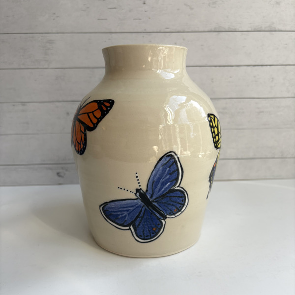Native butterflies vase