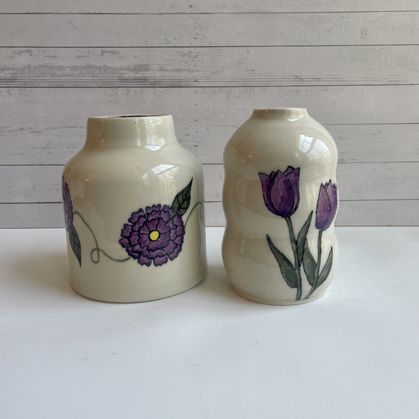 Cosmos & tulip vases