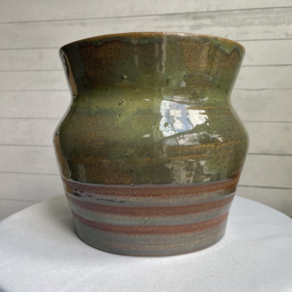 Large striped jade vase