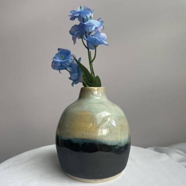 Turquoise & black bud vase