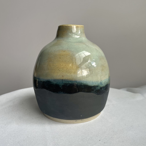 Turquoise & black bud vase