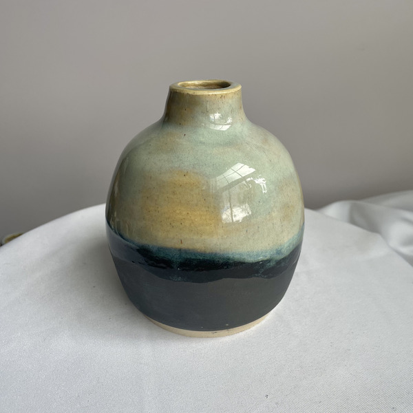 Turquoise & black bud vase